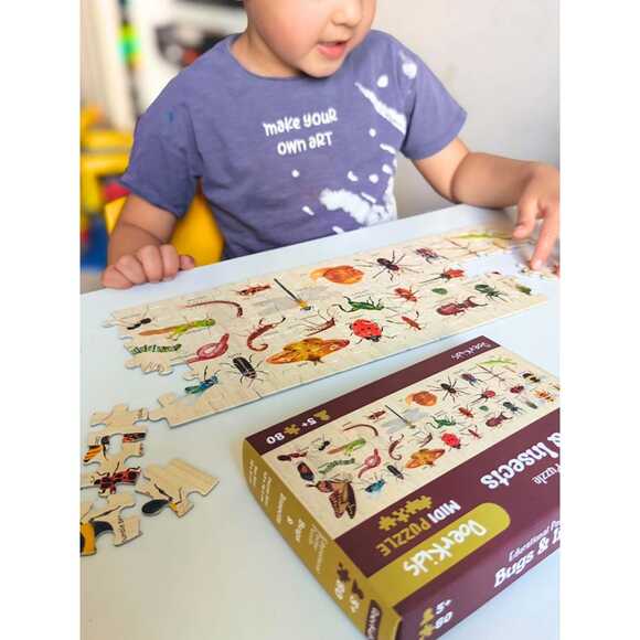 Doerkids Midi Puzzle - Böcekler ve Böcekler 80 Parça Puzzle