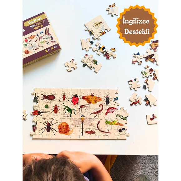 Doerkids Midi Puzzle - Böcekler ve Böcekler 80 Parça Puzzle