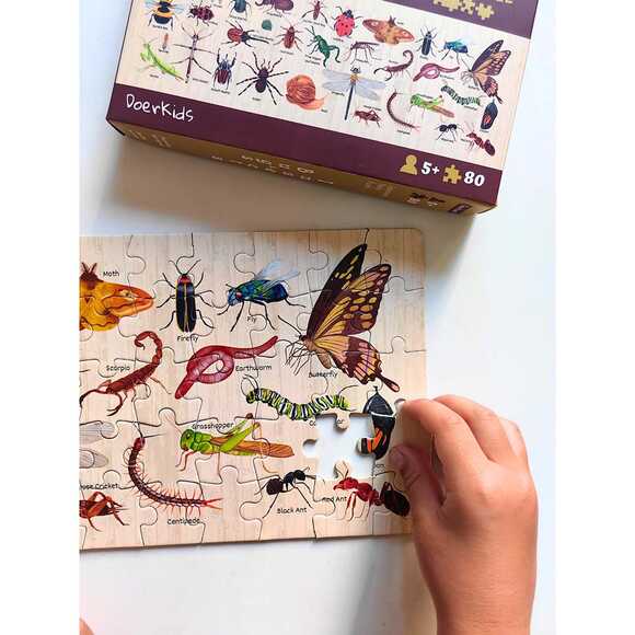 Doerkids Midi Puzzle - Böcekler ve Böcekler 80 Parça Puzzle