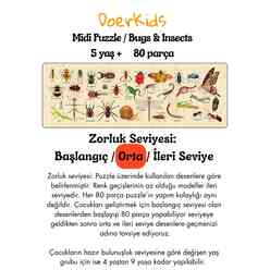 Doerkids Midi Puzzle - Böcekler ve Böcekler 80 Parça Puzzle - Thumbnail