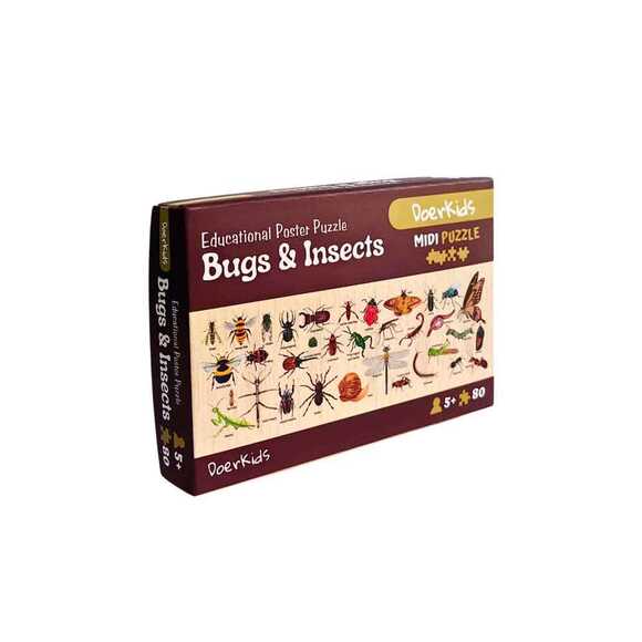 Doerkids Midi Puzzle - Böcekler ve Böcekler 80 Parça Puzzle