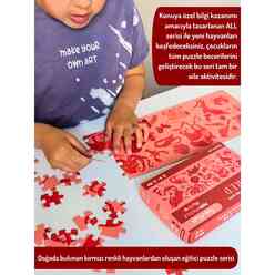 Doerkids Midi Puzzle - Hepsi Kırmızı Hayvanlar 80 Parça Puzzle - Thumbnail