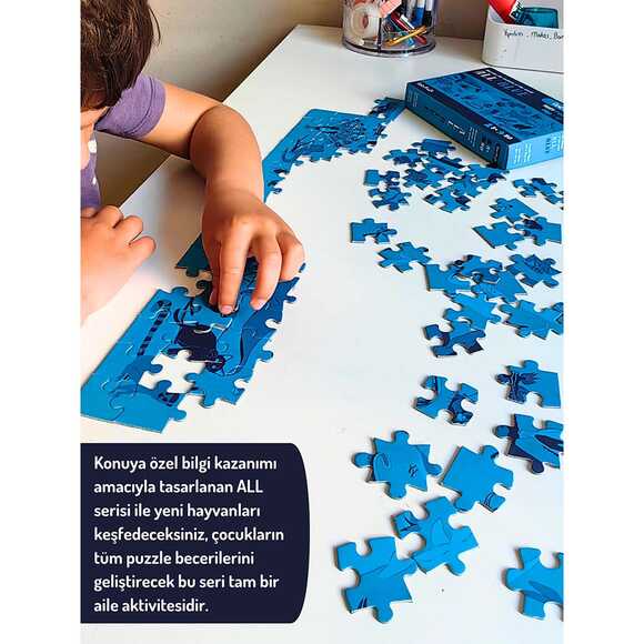Doerkids Midi Puzzle - Hepsi Mavi Hayvanlar 80 Parça Puzzle