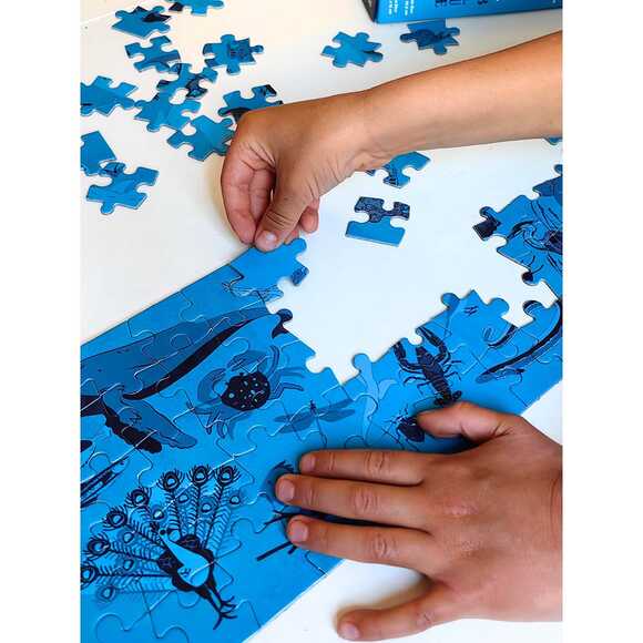 Doerkids Midi Puzzle - Hepsi Mavi Hayvanlar 80 Parça Puzzle