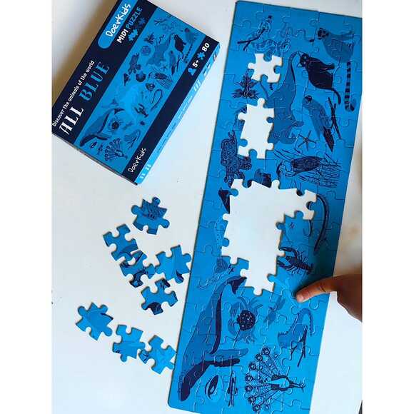 Doerkids Midi Puzzle - Hepsi Mavi Hayvanlar 80 Parça Puzzle