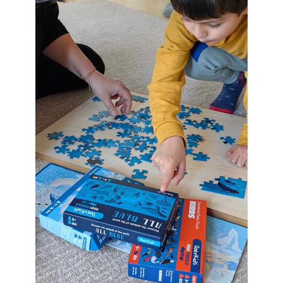 Doerkids Midi Puzzle - Hepsi Mavi Hayvanlar 80 Parça Puzzle