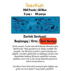 Doerkids Midi Puzzle - Hepsi Mavi Hayvanlar 80 Parça Puzzle - Thumbnail