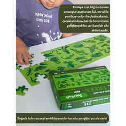 Doerkids Midi Puzzle - Hepsi Yeşil Hayvanlar 80 Parça Puzzle - Thumbnail