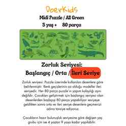 Doerkids Midi Puzzle - Hepsi Yeşil Hayvanlar 80 Parça Puzzle - Thumbnail