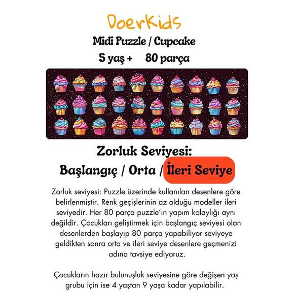 Doerkids Midi Puzzle - Kapkek 80 Parça Puzzle