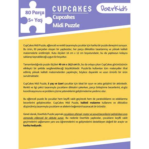 Doerkids Midi Puzzle - Kapkek 80 Parça Puzzle