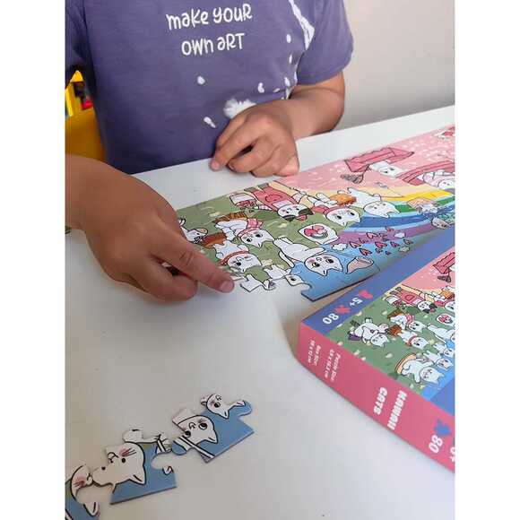 Doerkids Midi Puzzle - Kawaii Kediler 80 Parça Puzzle