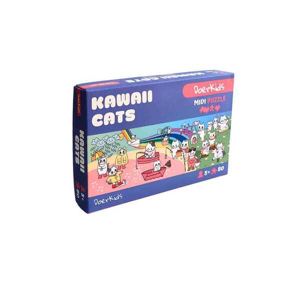 Doerkids Midi Puzzle - Kawaii Kediler 80 Parça Puzzle