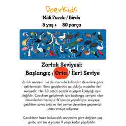 Doerkids Midi Puzzle - Kuşlar 80 Parça Puzzle - Thumbnail