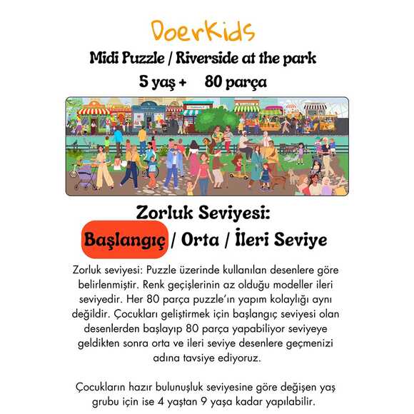 Doerkids Midi Puzzle - Nehir Kenarında Bir Gün 80 Parça Puzzle 