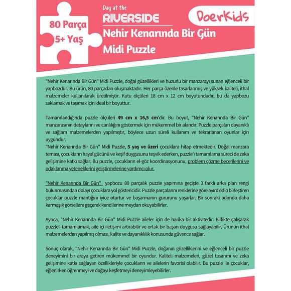 Doerkids Midi Puzzle - Nehir Kenarında Bir Gün 80 Parça Puzzle 