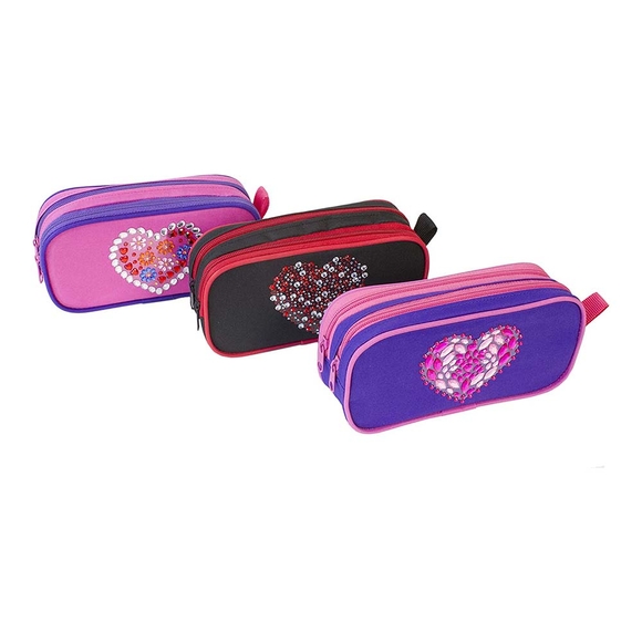 Dolphin Taşlı Kalem Çantası Çift Gözlü Pc-6002