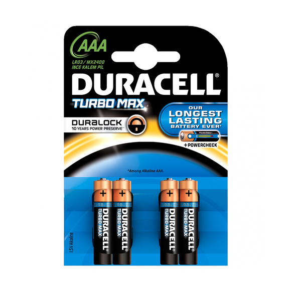 Duracell Alkaline Turbo İnce Kalem Pil AAA 4’lü