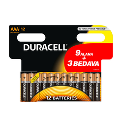 Duracell Kalem Pil İnce AAA (9+3) 12'li Kartela - Thumbnail