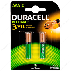 Duracell Şarjlı İnce Kalem Pil AAA 750 Mah 2’li - Thumbnail