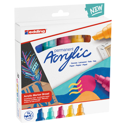 Edding - Edding Ed5000K5999 Kalın Uçlu Akrilik Markör 5Li Set Abstract 
