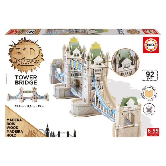 Educa Monument Tower Bridge 92 Parça 3D Puzzle 16999