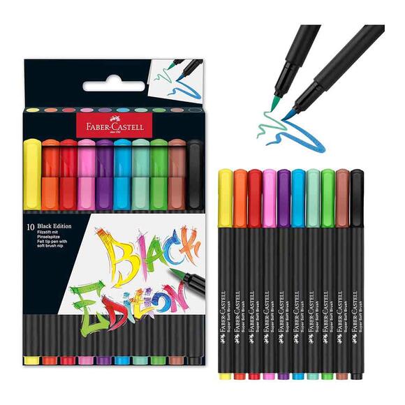 Faber Black Edition Keçeli Kalem Fırça Uç 10’Lu 5062116451000