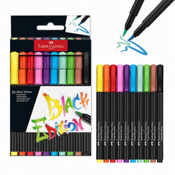 Faber Castell - Faber Black Edition Keçeli Kalem Fırça Uç 10’Lu 5062116451000