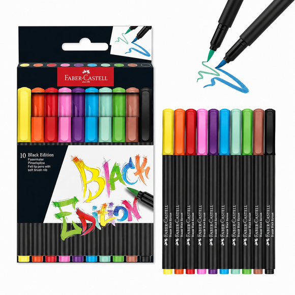 Faber Black Edition Keçeli Kalem Fırça Uç 10’Lu 5062116451000