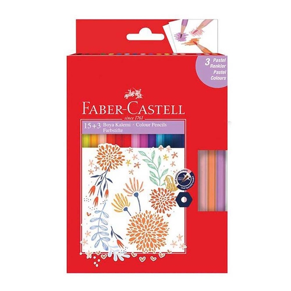 Faber Boya Kalemi 15+3 Pastel Renk 5171000005000