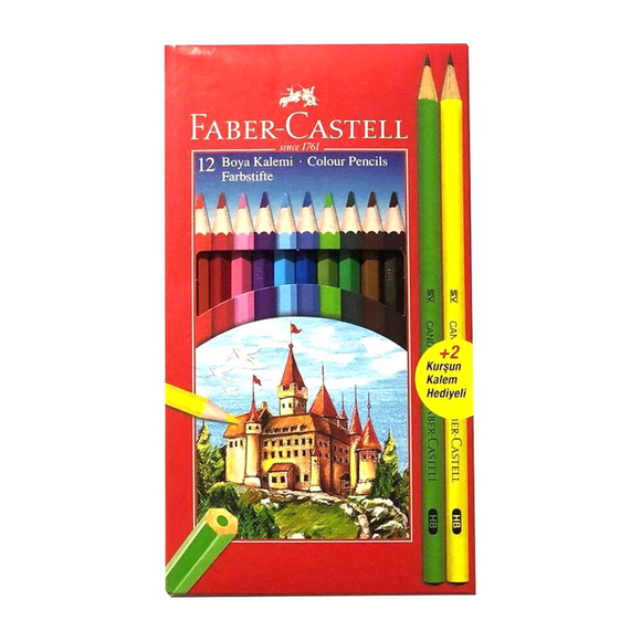 Faber Castell 12 li Kuruboya Kalem Seti 2 Adet Kurşun Kalem Hediyeli