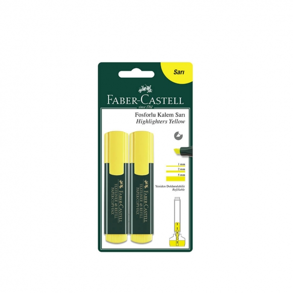 Faber-Castell 1548 Fosforlu Kalem Sarı 2 li Blister