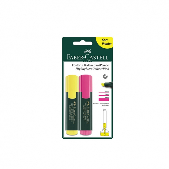 Faber-Castell 1548 Fosforlu Kalem Sari-Pembe 2 li Blister