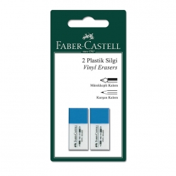 Faber Castell - Faber-Castell 7082/30 Mavi-Beyaz Silgi 2 li Blister 