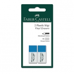 Faber-Castell 7082/30 Mavi-Beyaz Silgi 2 li Blister - Thumbnail