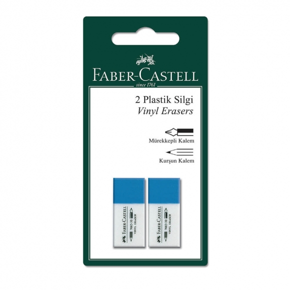 Faber-Castell 7082/30 Mavi-Beyaz Silgi 2 li Blister 
