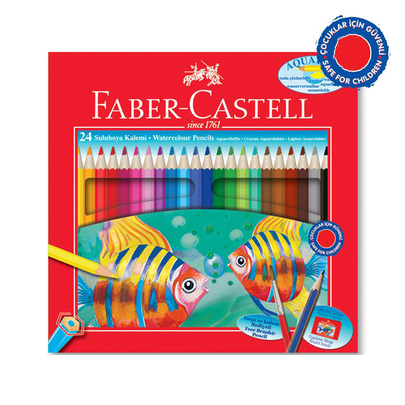 Faber Castell Aquarel Kuru Boya Kalemi Karton Kutu 24 Renk