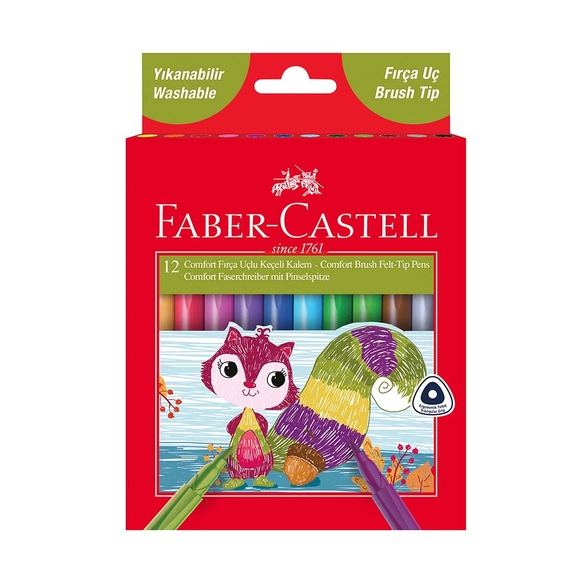 Faber Castell Comfort Serisi Keçeli Kalem 12 Renk Fırça Uçlu 5068155242