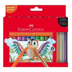 Faber Castell Comfort Serisi Keçeli Kalem 18 Renk 15+3 Metalik Renk 5068155241 - Thumbnail