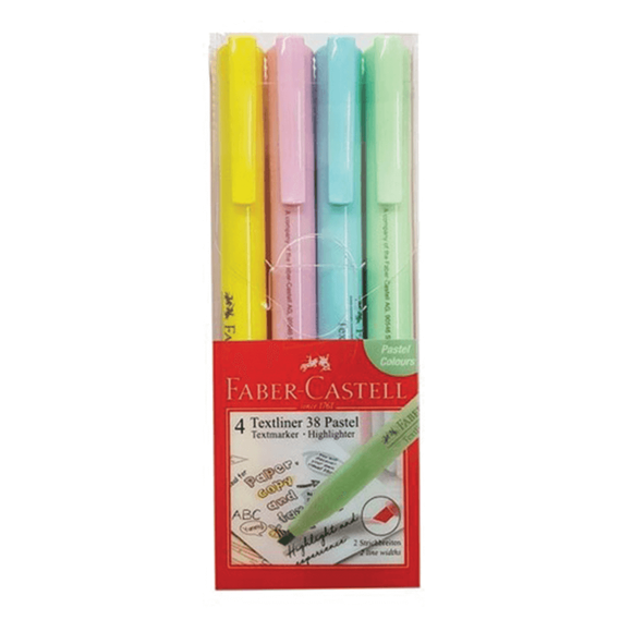 Faber Castell Fosforlu kalem 38 Pastel 4lü Poşet