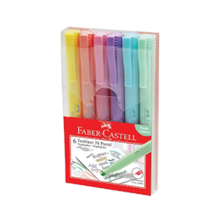 Faber Castell - Faber Castell Fosforlu kalem 38 Pastel 6lı Poşet