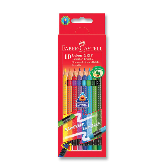 Faber Castell Grip 2001 Silinebilir Kuru Boya Kalemi 10 Renk