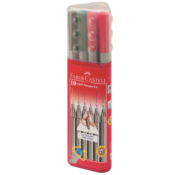 Faber Castell Grip Finepen Plastik Kutu Keçeli Kalem 0.4 mm 10’lu 151611