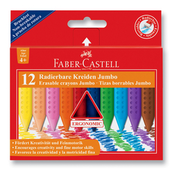 Faber Castell Grip Jumbo Silinebilir Mum Boya 12 Renk 122540 - Thumbnail