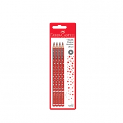 Faber-Castell Kırmızı Başlık Kalemi Yıldız Desenli 4 lü - Thumbnail