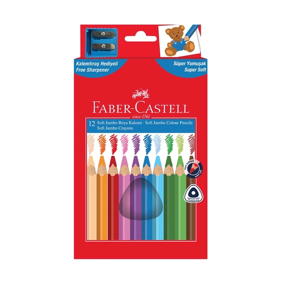 Faber Castell Kuru Boya Kalemi 12 Renk Jumbo Soft Üçgen 5171116315