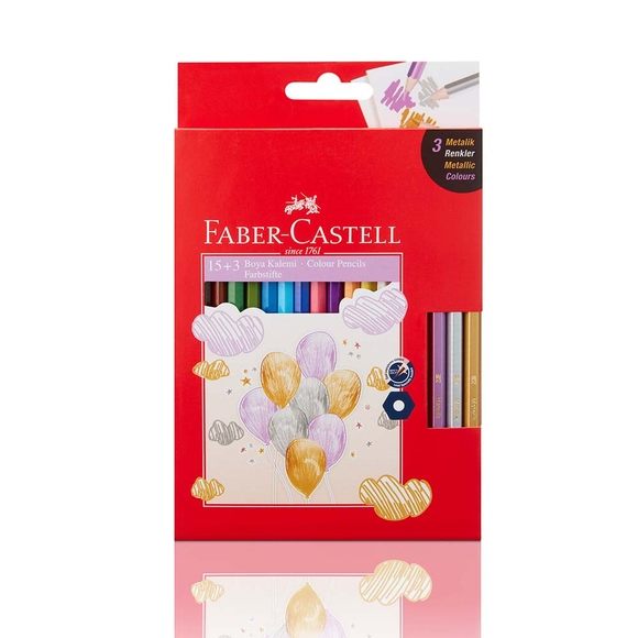 Faber Castell Kuru Boya Kalemi 15+3 Metalik Renk Hediyeli 5171116314