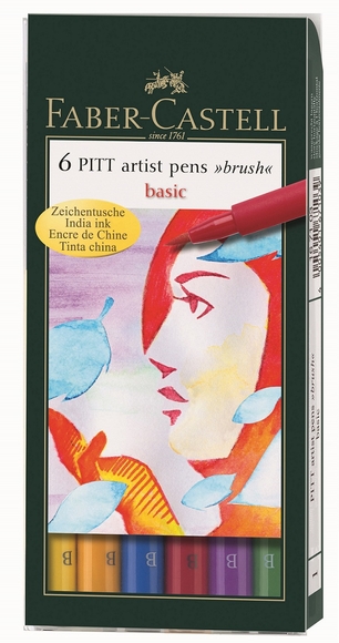 Faber Castell Pitt Çizim Kalemi Fırça Uç Ana Renkler 6'lı 167103 JU9000 Faber Castell Pitt Çizim Kalemi Fırça Uç Ana Renkler 6'lı 167103 JU9000