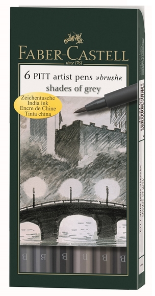 Faber Castell Pitt Çizim Kalemi Fırça Uç Gri Tonlar 6'lı 167104 JU8921 Faber Castell Pitt Çizim Kalemi Fırça Uç Gri Tonlar 6'lı 167104 JU8921