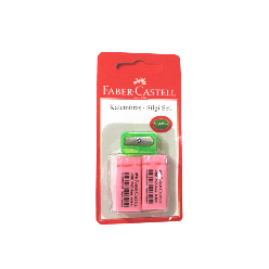 Faber Castell - Faber Castell Renkli Silgi 2 Adet + Plastik Kalemtraş